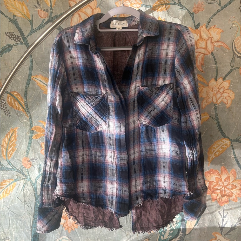 Cloth & Stone Textured Plaid Button Down XS